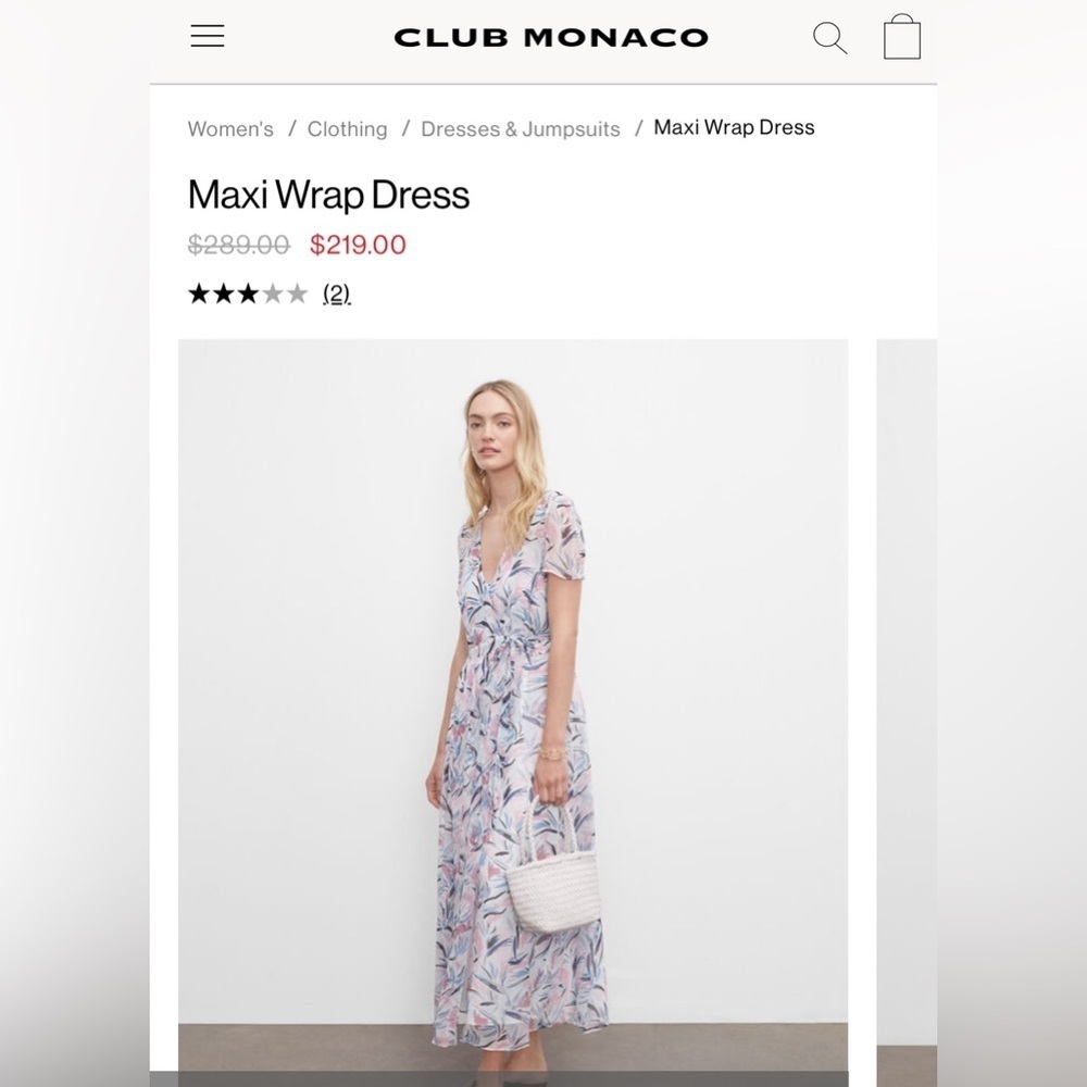 Club Monaco Floral Maxi Wrap Dress - White and Pink